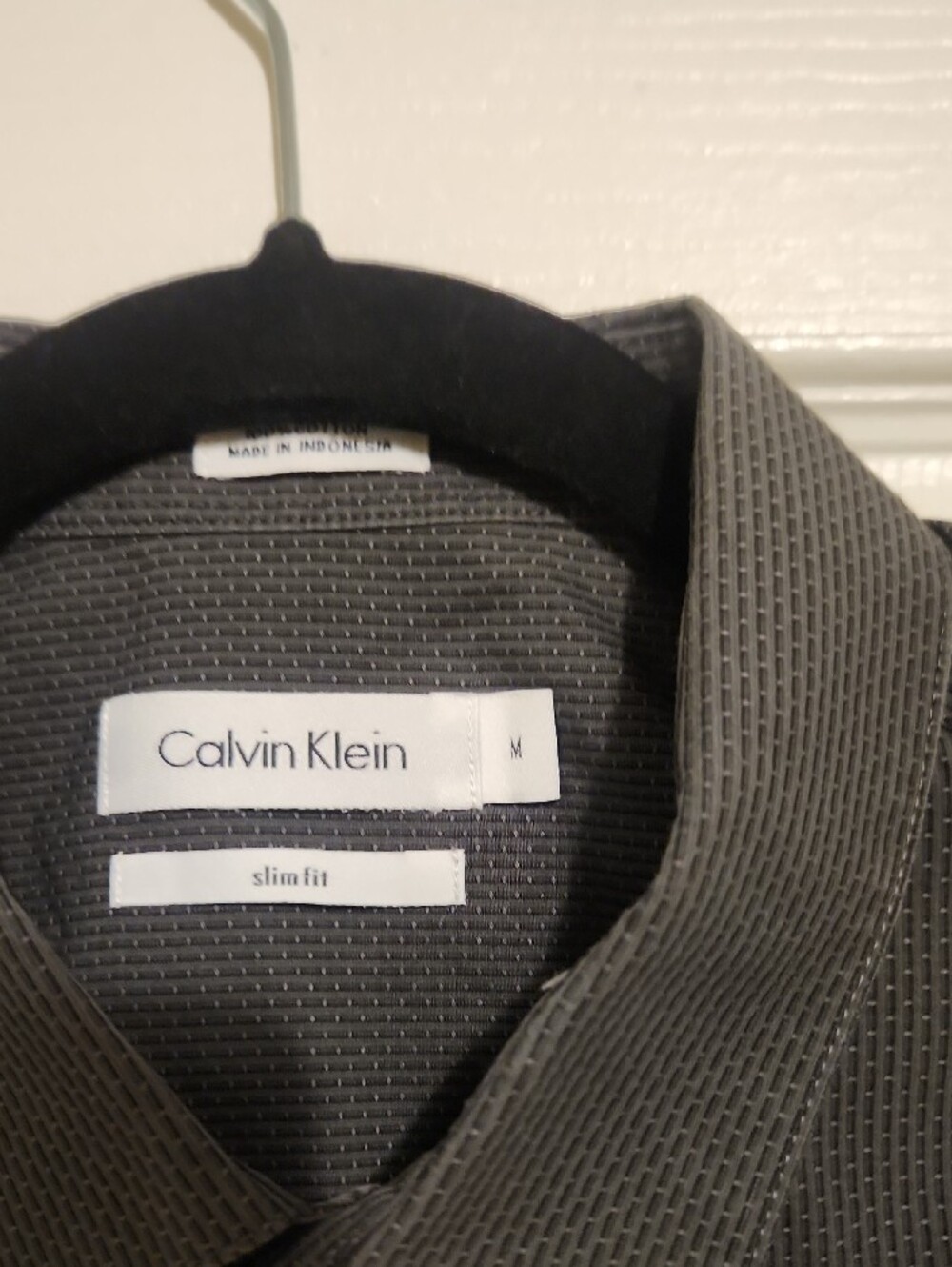 Calvin Klein Dark Gray Micro-Pattern Dress Shirt - Picture 2 of 4